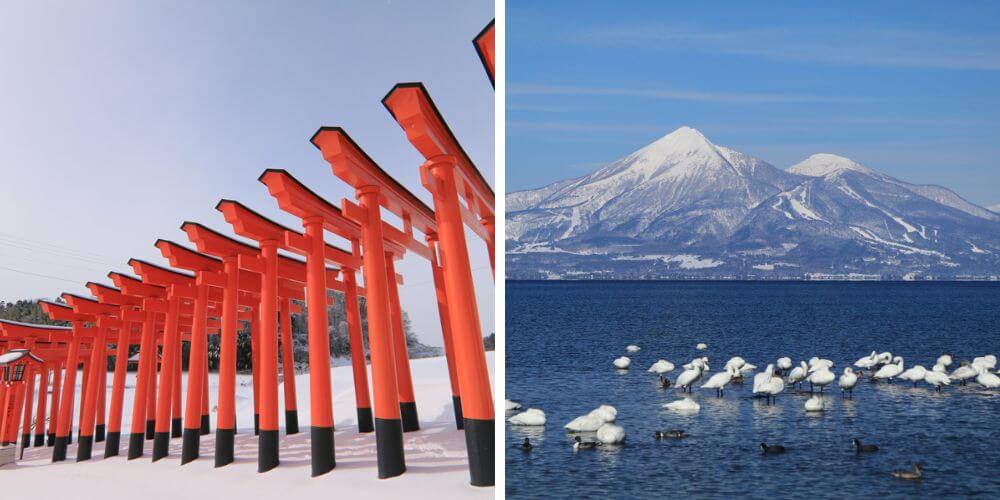 lake inawashiro in winter